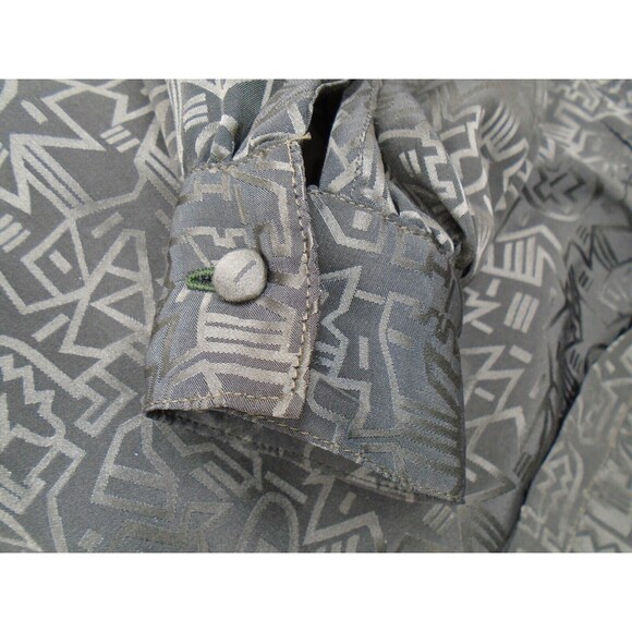 Lili Butler Silk Button Blouse Size Women's Medium Abstract Pattern Shoulder Pad - Picture 6 of 11